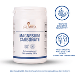 Ingredients of Magnesium Carbonate: pure magnesium carbonate powder for optimal absorption and to help reduce fatigue and support musculoskeletal health