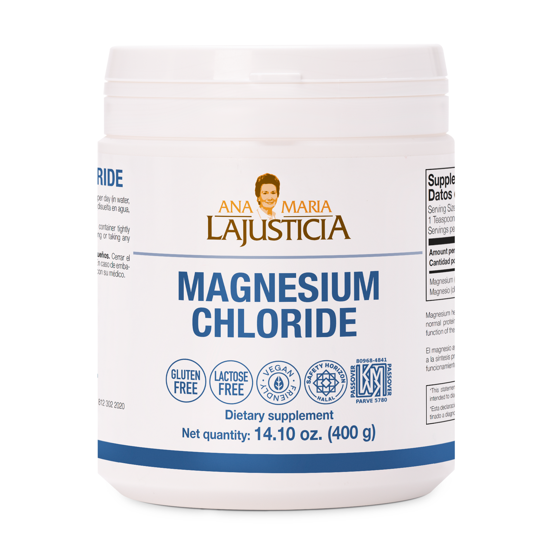 magnesium chloride powder supplement kosher halal cloruro de magnesio suplemento polvo